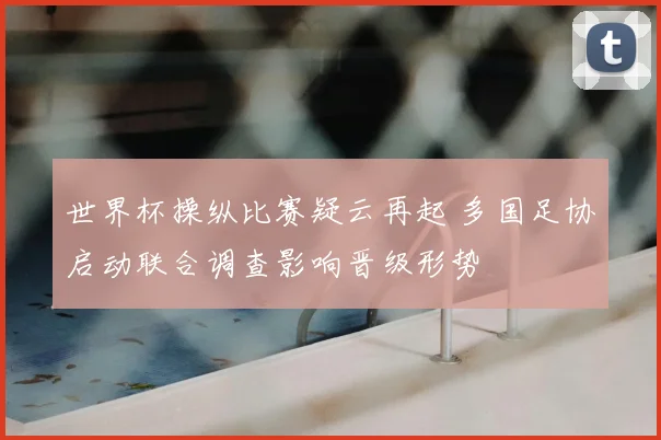 世界杯操纵比赛疑云再起 多国足协启动联合调查影响晋级形势